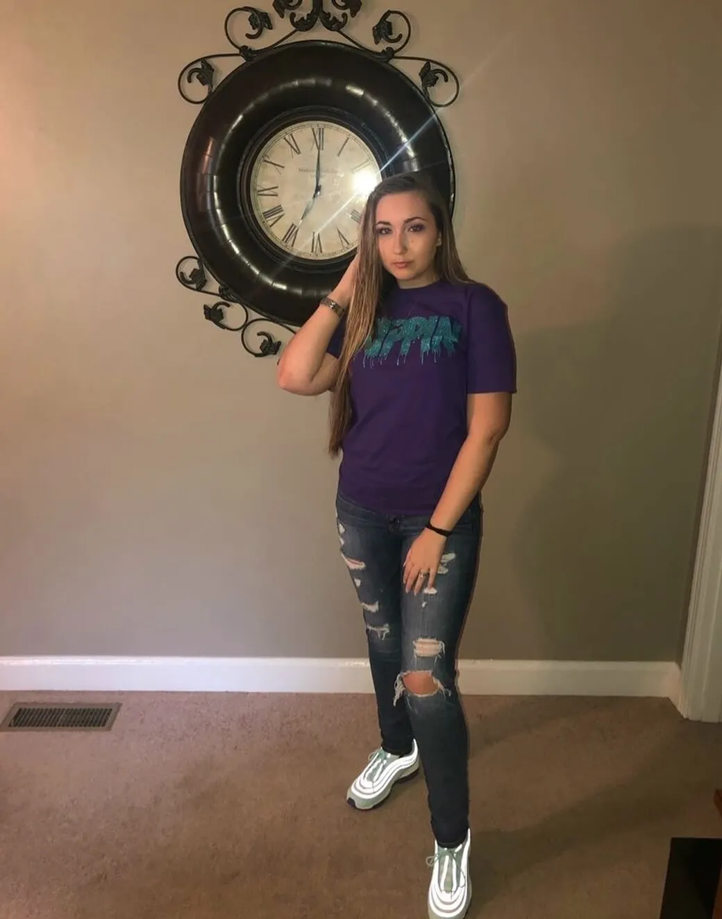 Mermaid Blue Glitter Drippin | Purple Tee