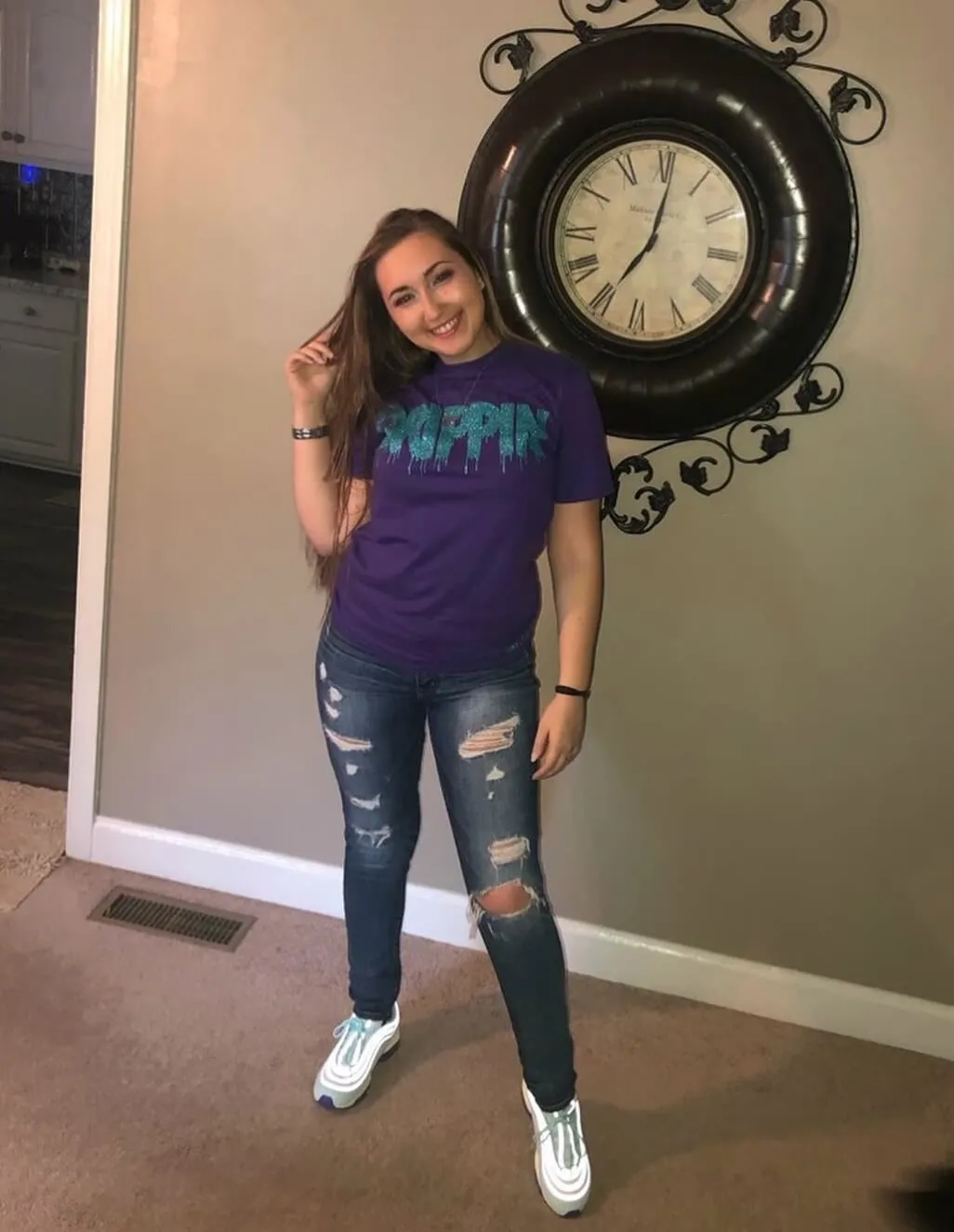 Mermaid Blue Glitter Drippin | Purple Tee