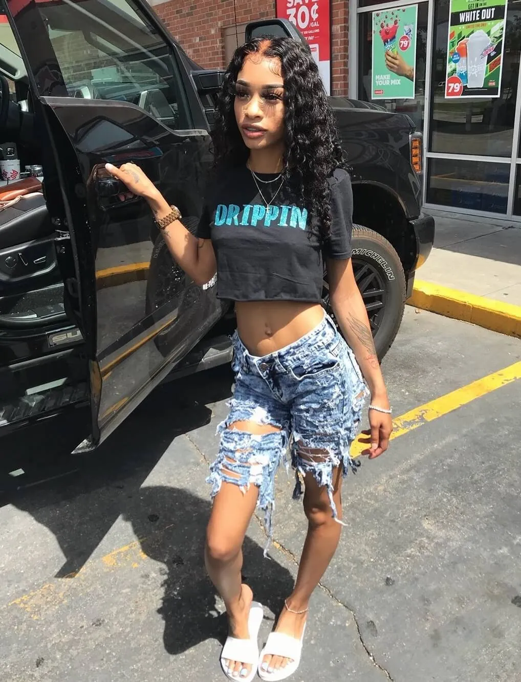 Mermaid Glitter Drippin V2 | Black Tee