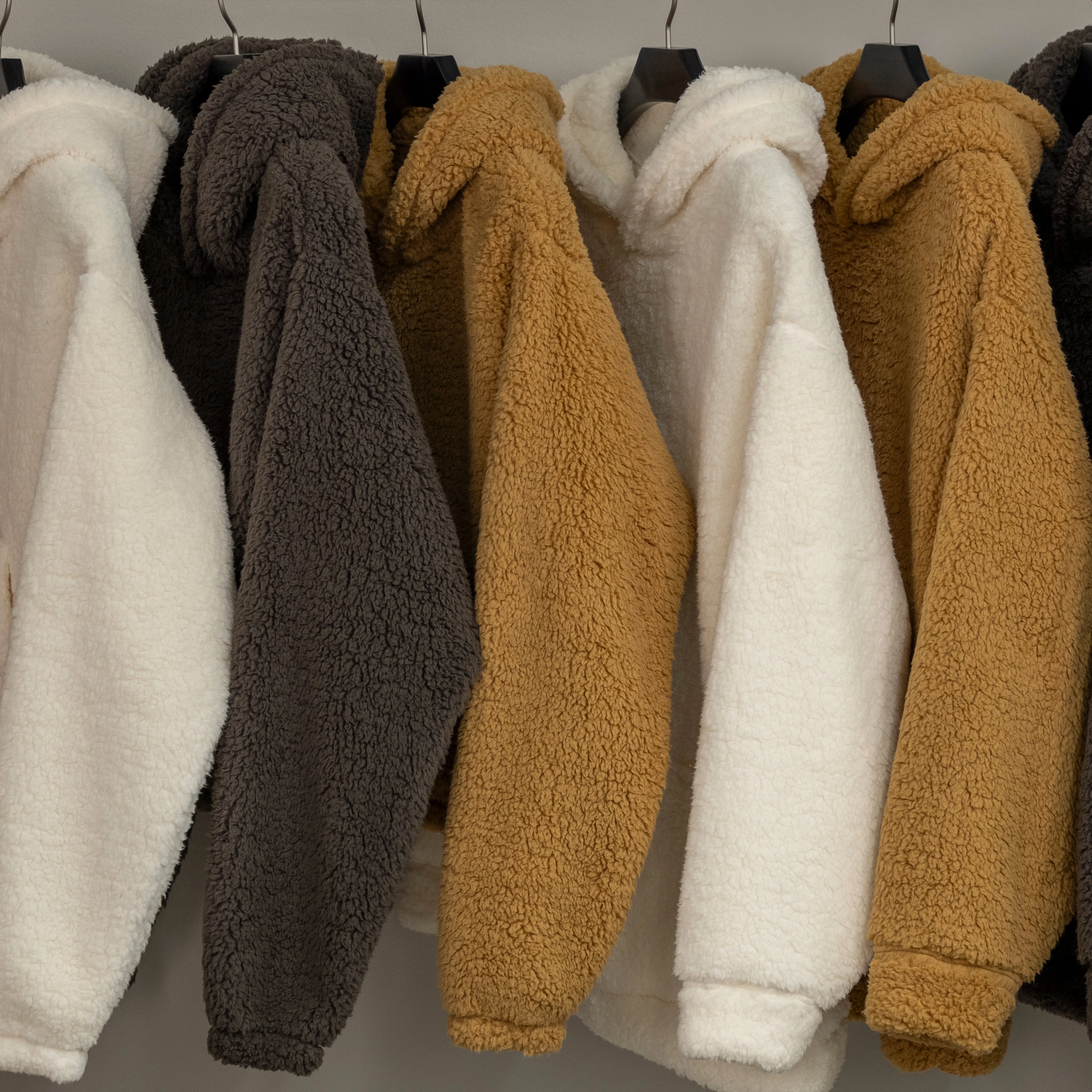 Micro-poly Sherpa Fleece Hoodie - Egret
