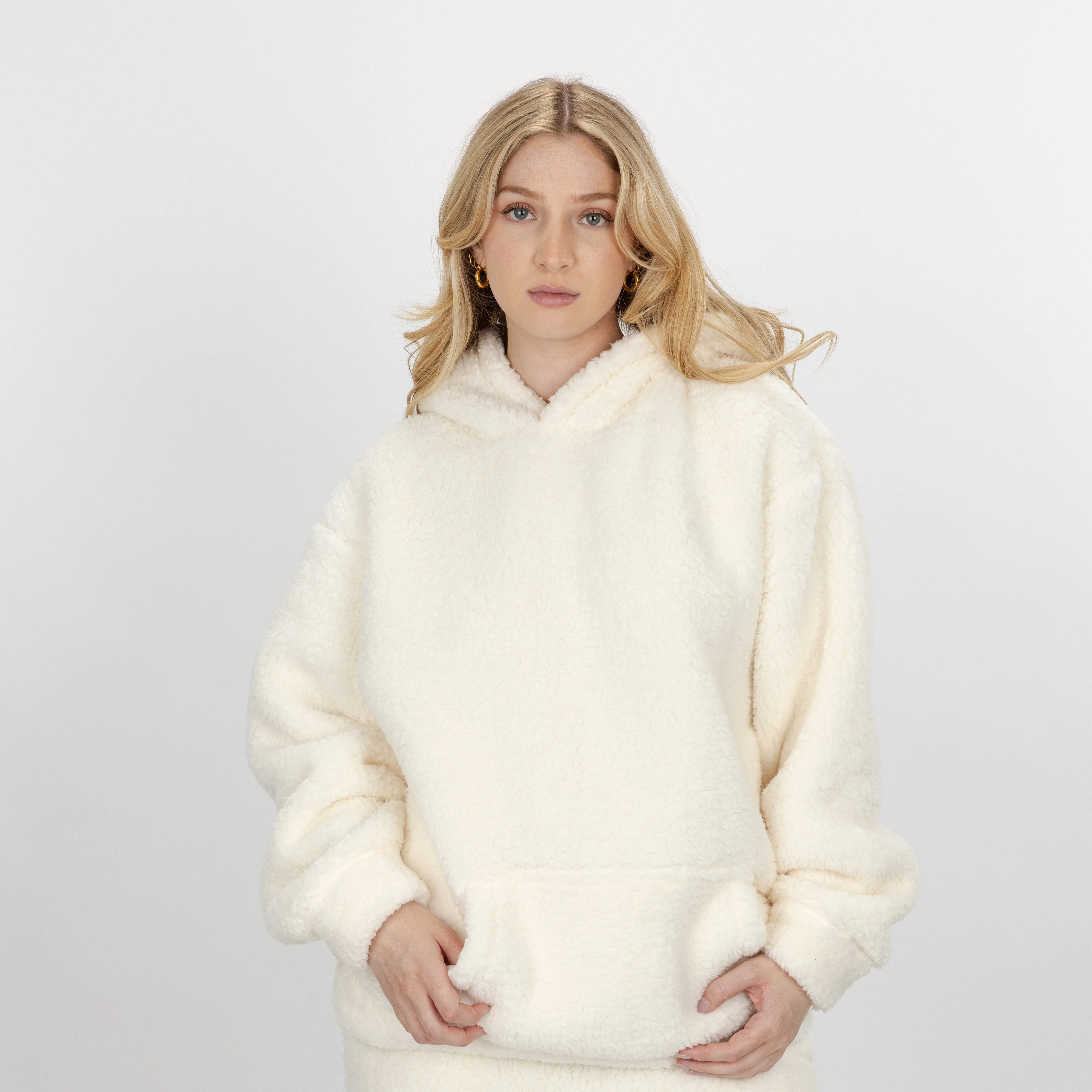 Micro-poly Sherpa Fleece Hoodie - Egret