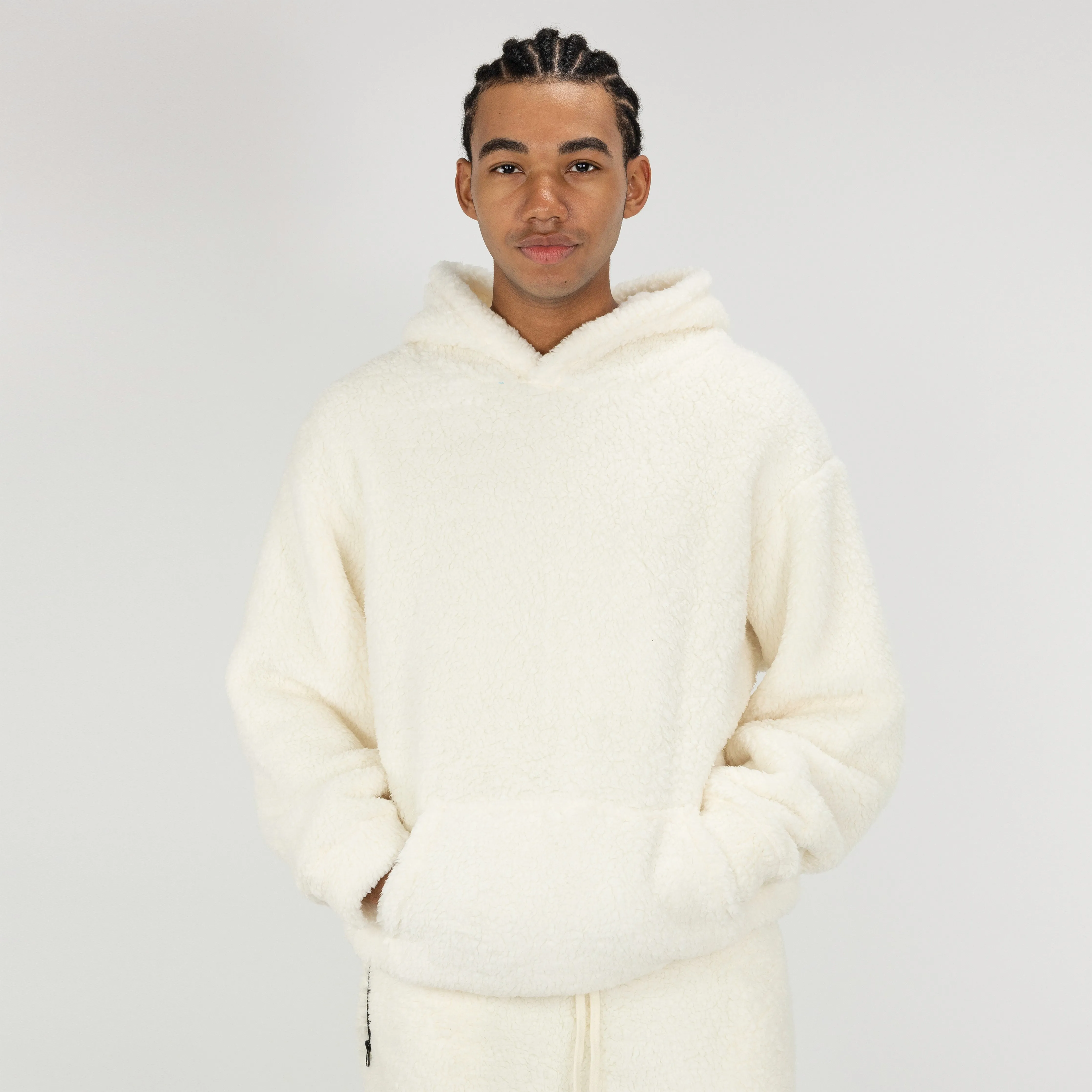 Micro-poly Sherpa Fleece Hoodie - Egret