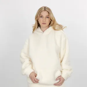 Micro-poly Sherpa Fleece Hoodie - Egret