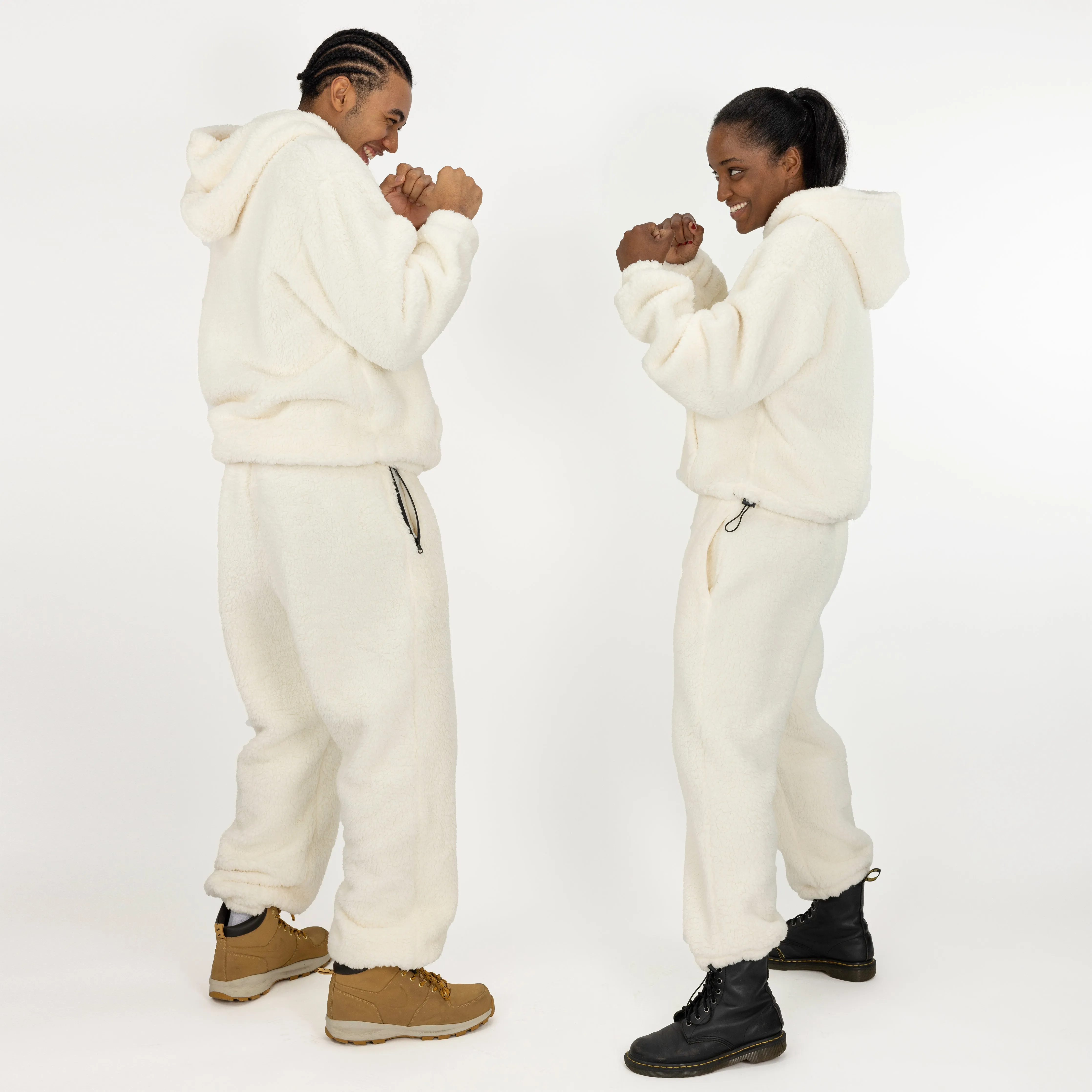 Micro-poly Sherpa Fleece Hoodie - Egret