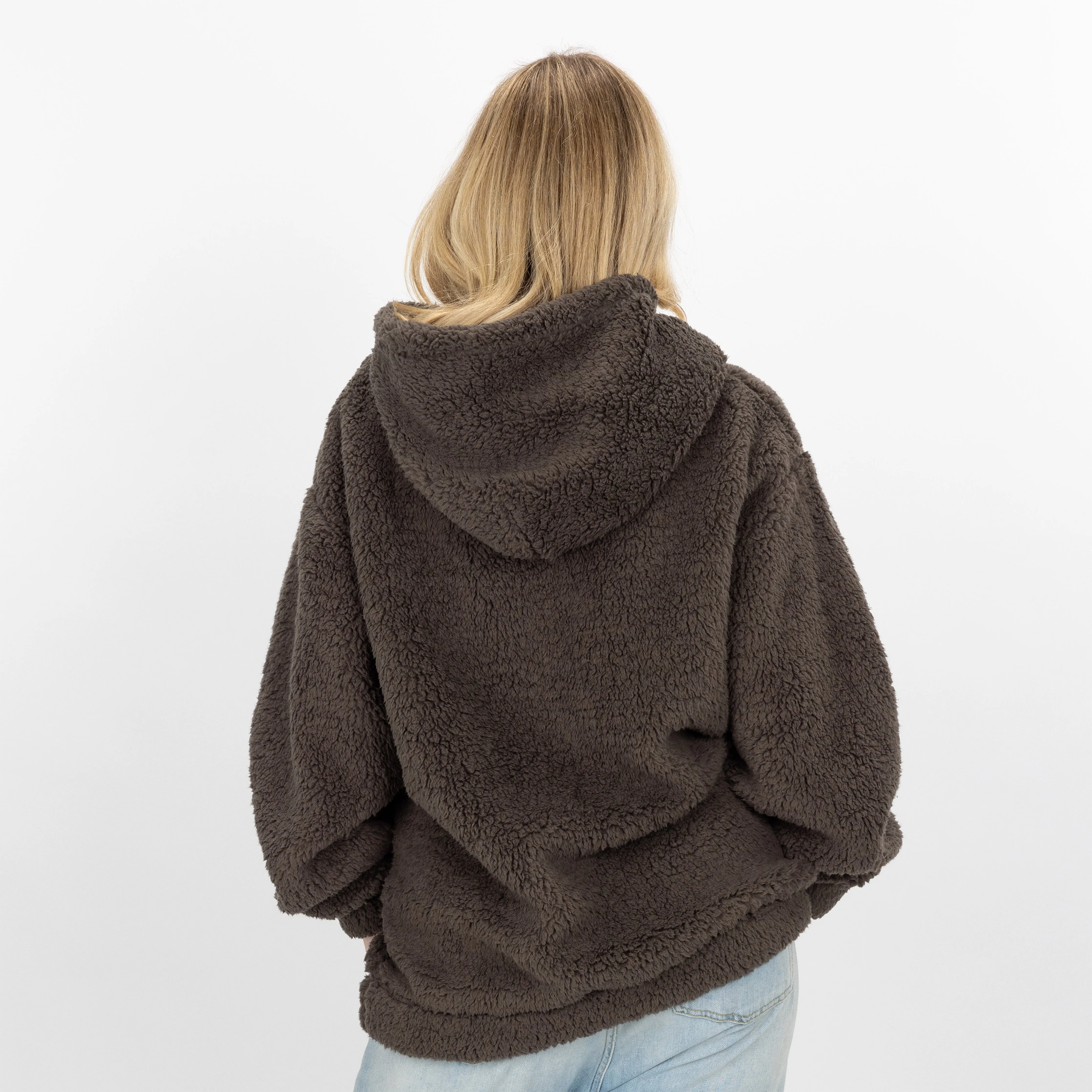 Micro-poly Sherpa Fleece Hoodie - Major Brown