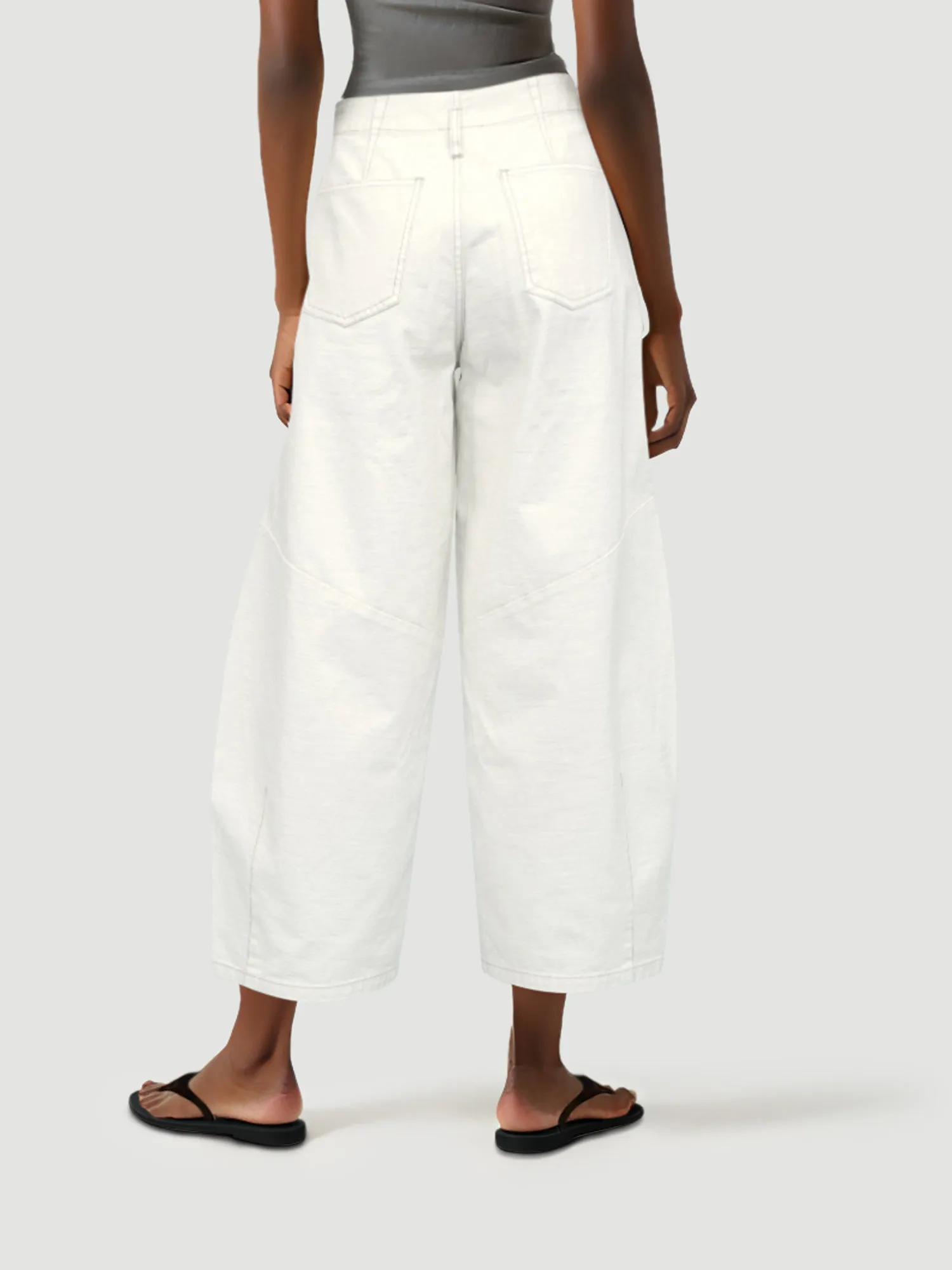 Mid Rise Barrel Leg Denim Pants