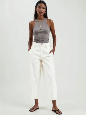 Mid Rise Barrel Leg Denim Pants