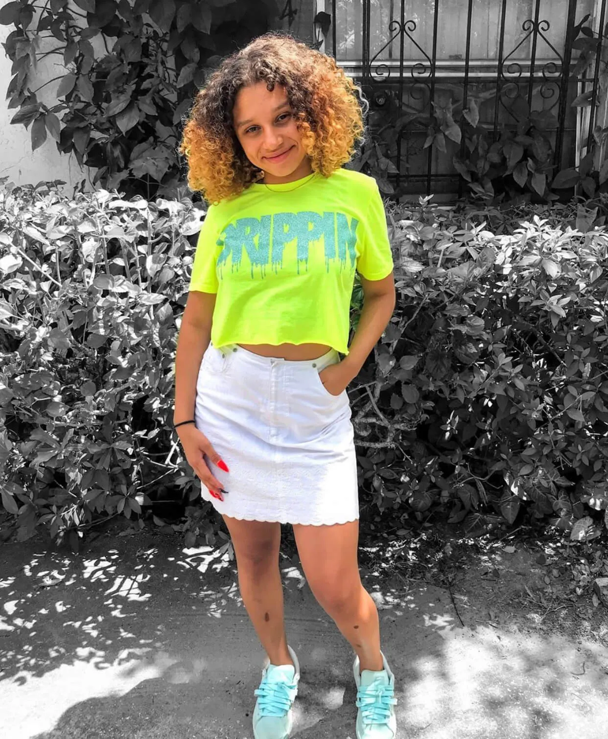 Mint Glitter Drippin | Neon Yellow Tee