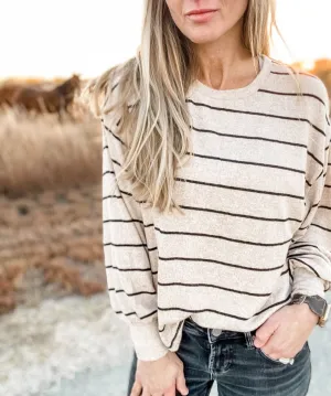 Mira Stripe Marled Top In Oatmeal By Z Supply Zt214362