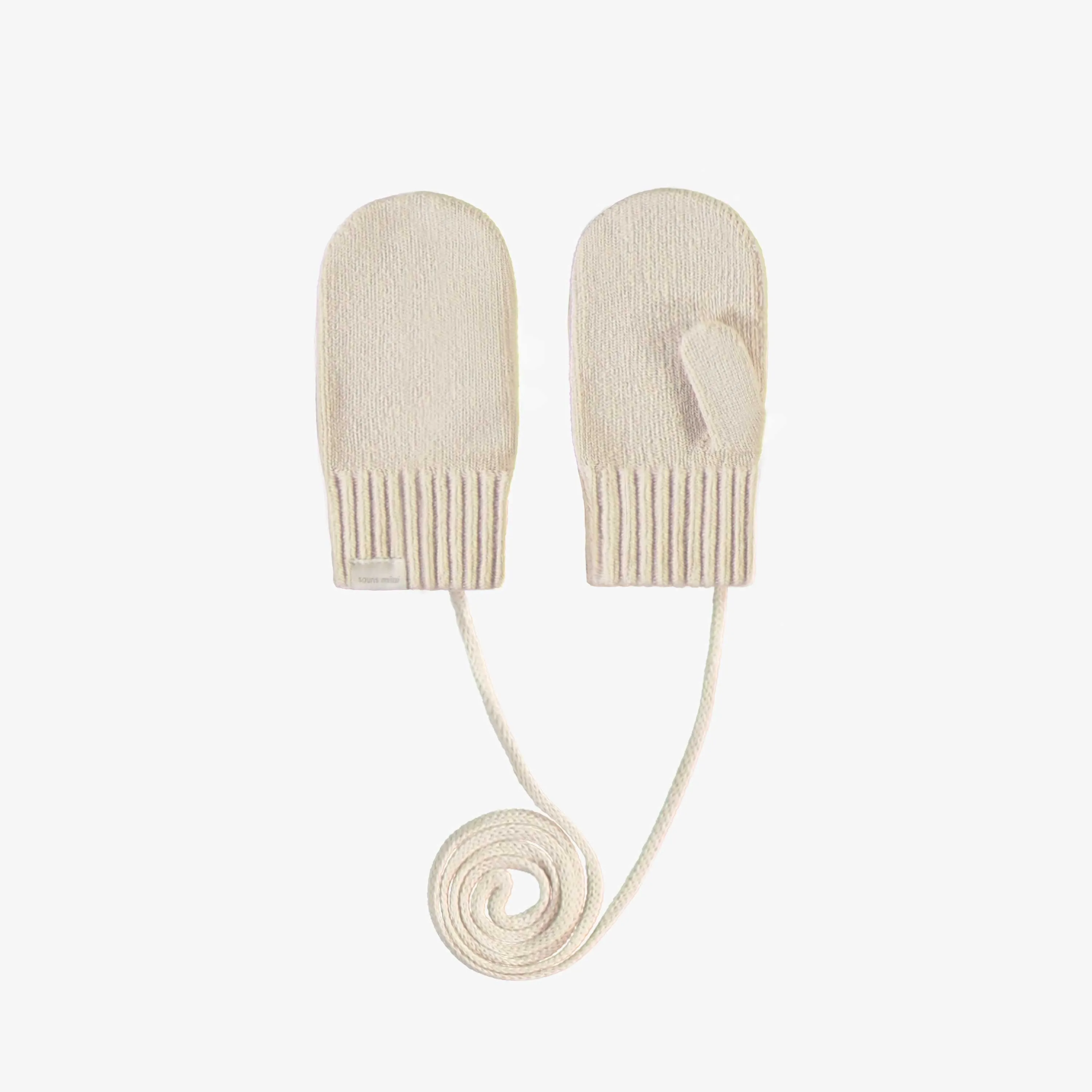 Mitaines crème de maille, bébé  || Cream knitted mittens, baby