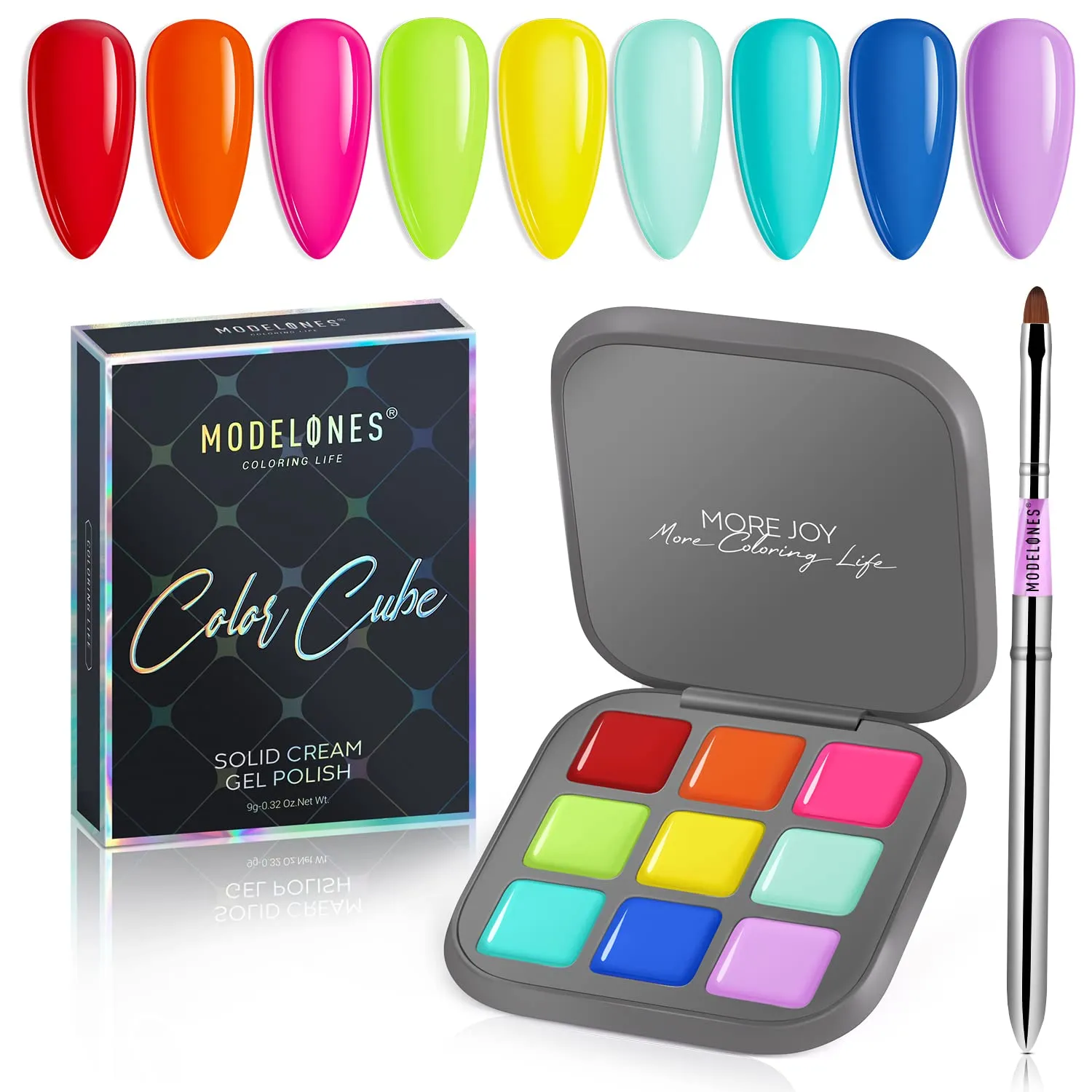 Modelones 2022 Upgraded Crème Gel Nail Polish Set Manicure Palette, 9 Colors Popular Neutral Nude Solid Gel Polish White Pink Pudding Gel Soak Off Easter LED Nail Art Kit Salon DIY Home, W Nail Brush