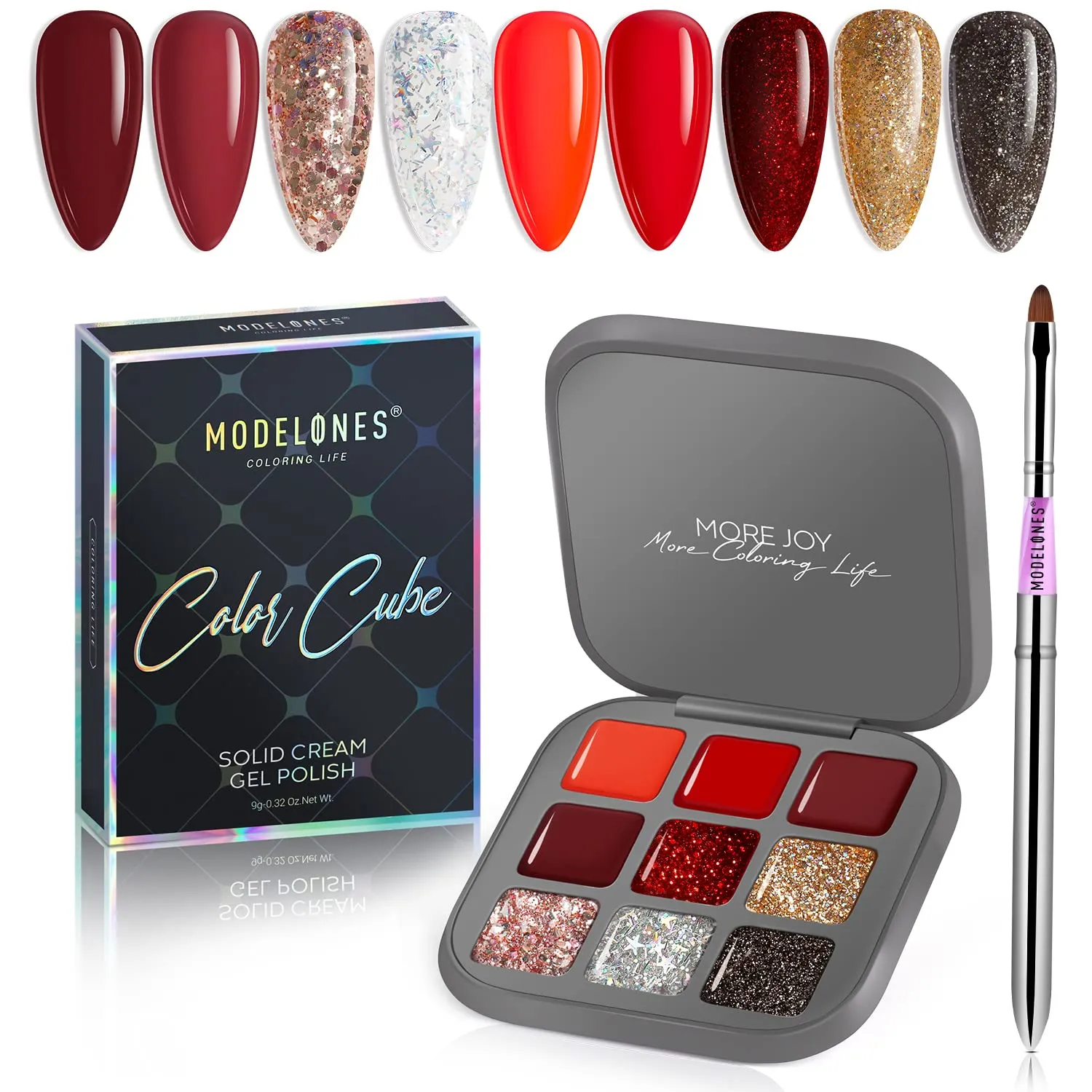 Modelones 2022 Upgraded Crème Gel Nail Polish Set Manicure Palette, 9 Colors Popular Neutral Nude Solid Gel Polish White Pink Pudding Gel Soak Off Easter LED Nail Art Kit Salon DIY Home, W Nail Brush