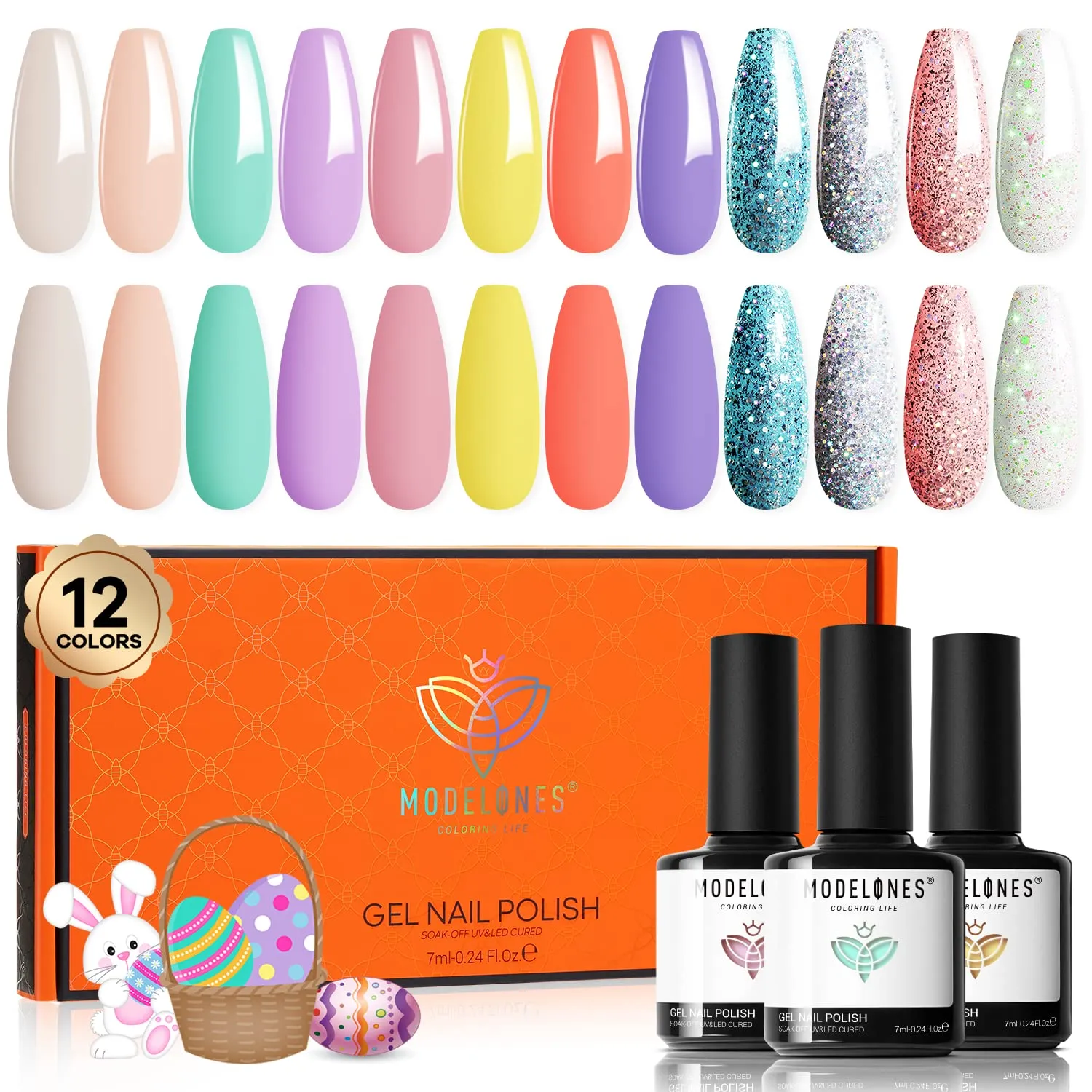 Modelones 2022 Upgraded Crème Gel Nail Polish Set Manicure Palette, 9 Colors Popular Neutral Nude Solid Gel Polish White Pink Pudding Gel Soak Off Easter LED Nail Art Kit Salon DIY Home, W Nail Brush