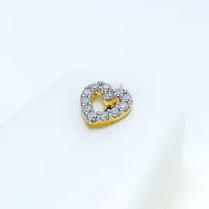 Modern Heart Shaped 18K Gold   Diamond Earrings