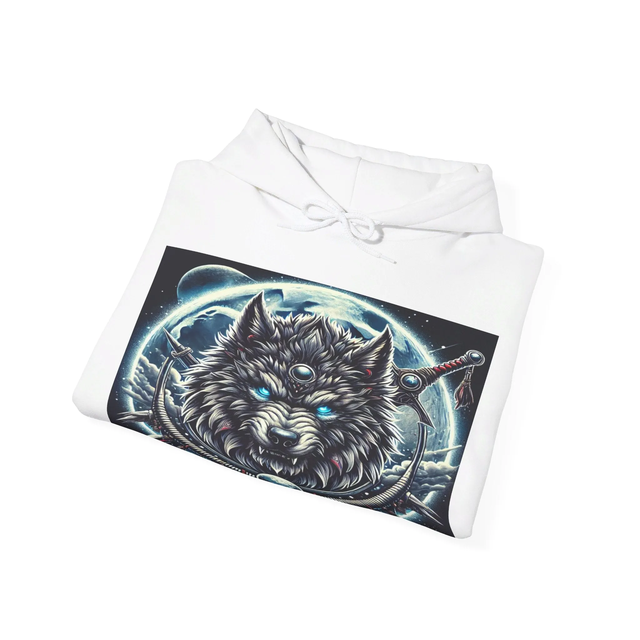 Moonfall Series Mystic Alpha Wolf Moon Hoodie Unique Graphic Hooded Sweatshirt Wolf Enthusiasts