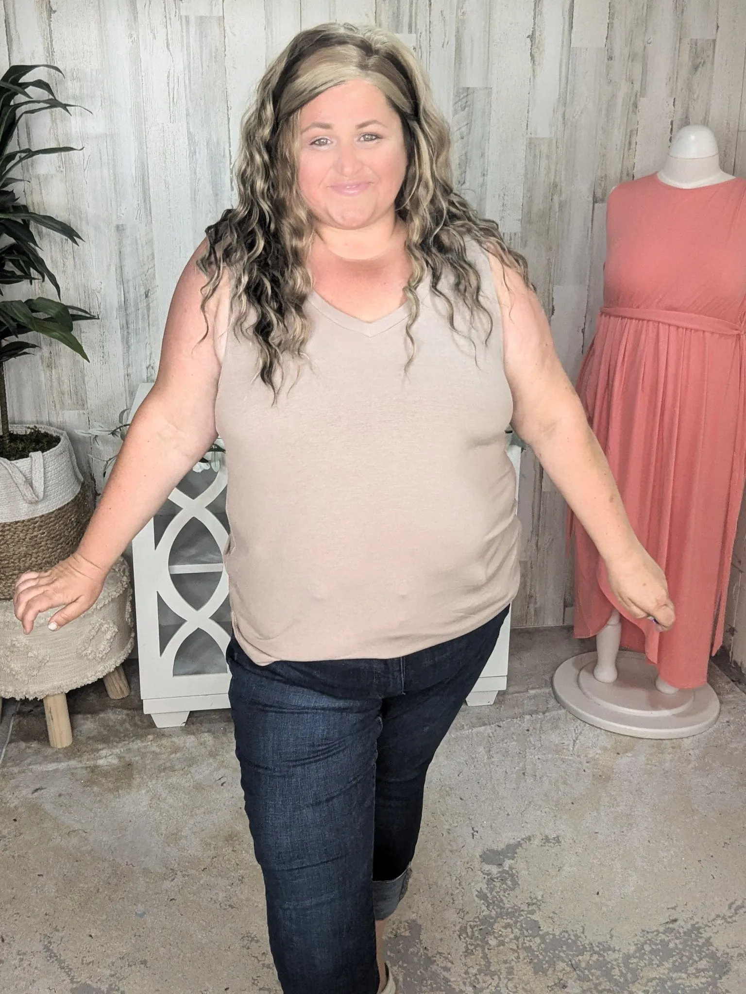 Myra Luxe Vneck Scoop Hem Tank (lots of colors!)