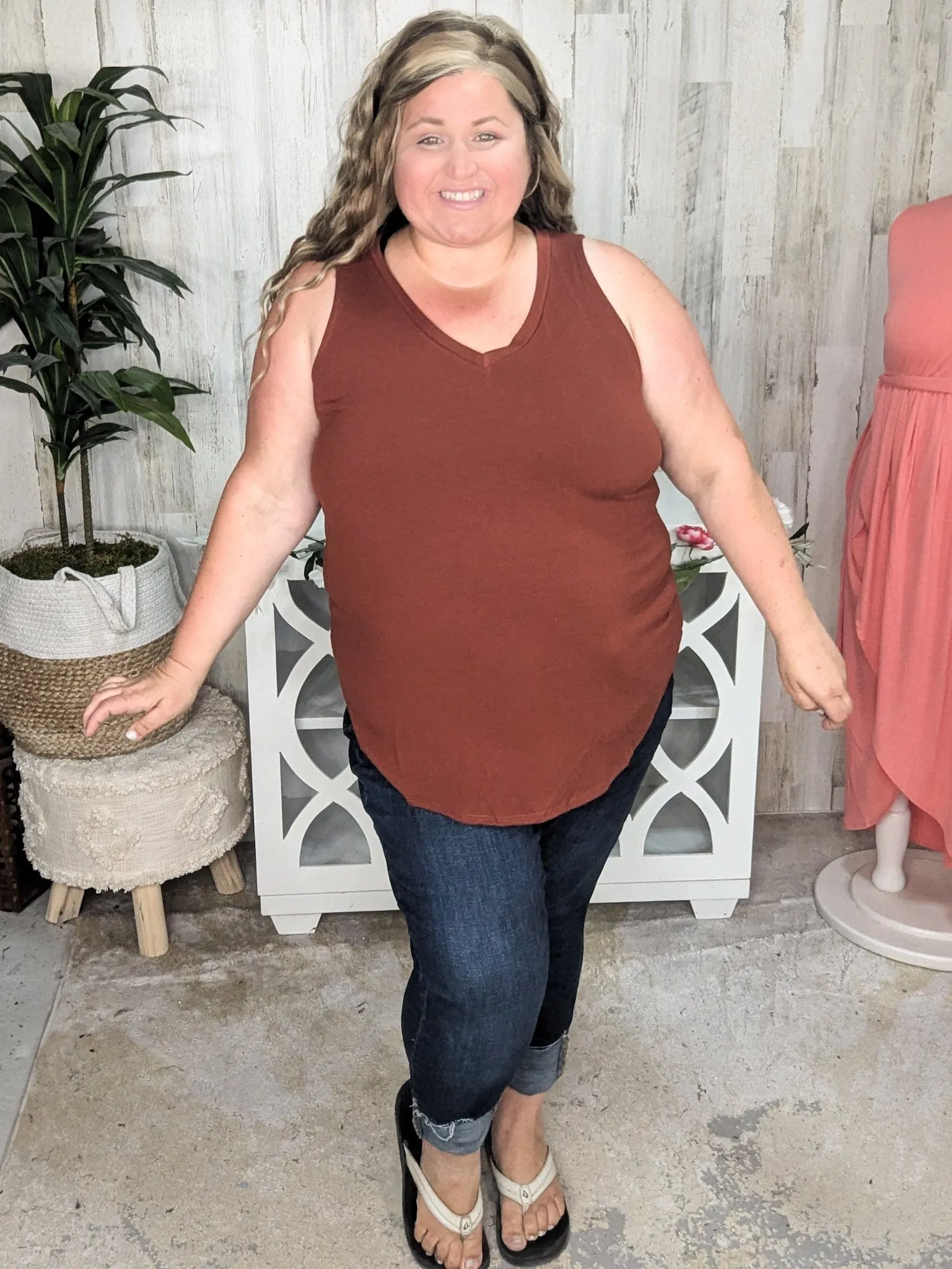 Myra Luxe Vneck Scoop Hem Tank (lots of colors!)