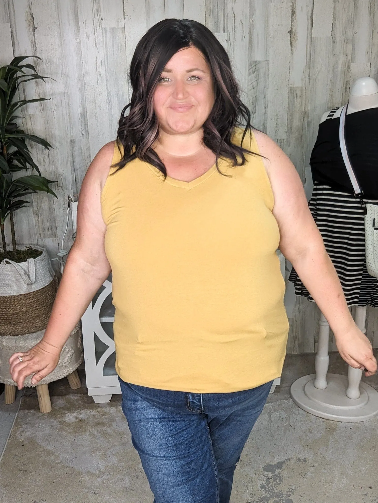 Myra Luxe Vneck Scoop Hem Tank (lots of colors!)