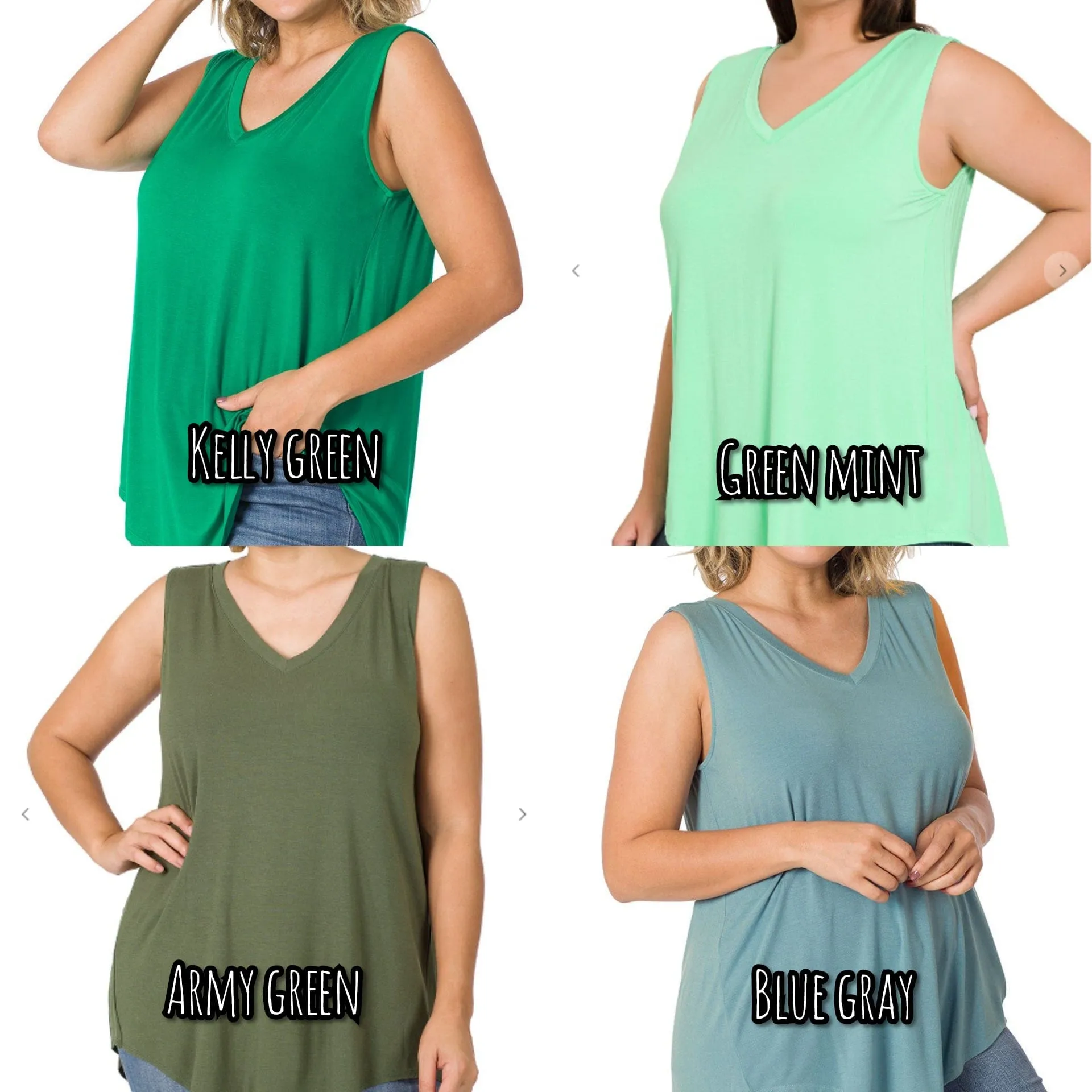 Myra Luxe Vneck Scoop Hem Tank (lots of colors!)