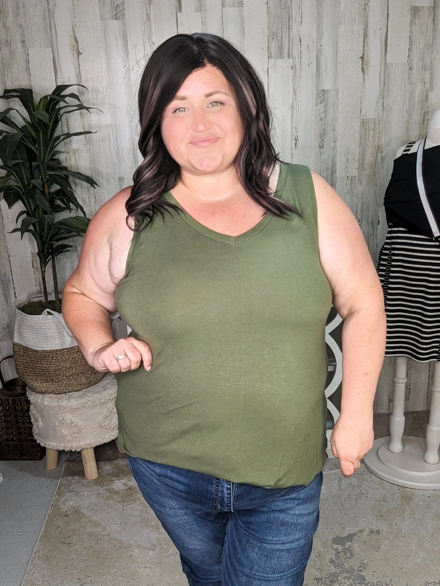 Myra Luxe Vneck Scoop Hem Tank (lots of colors!)