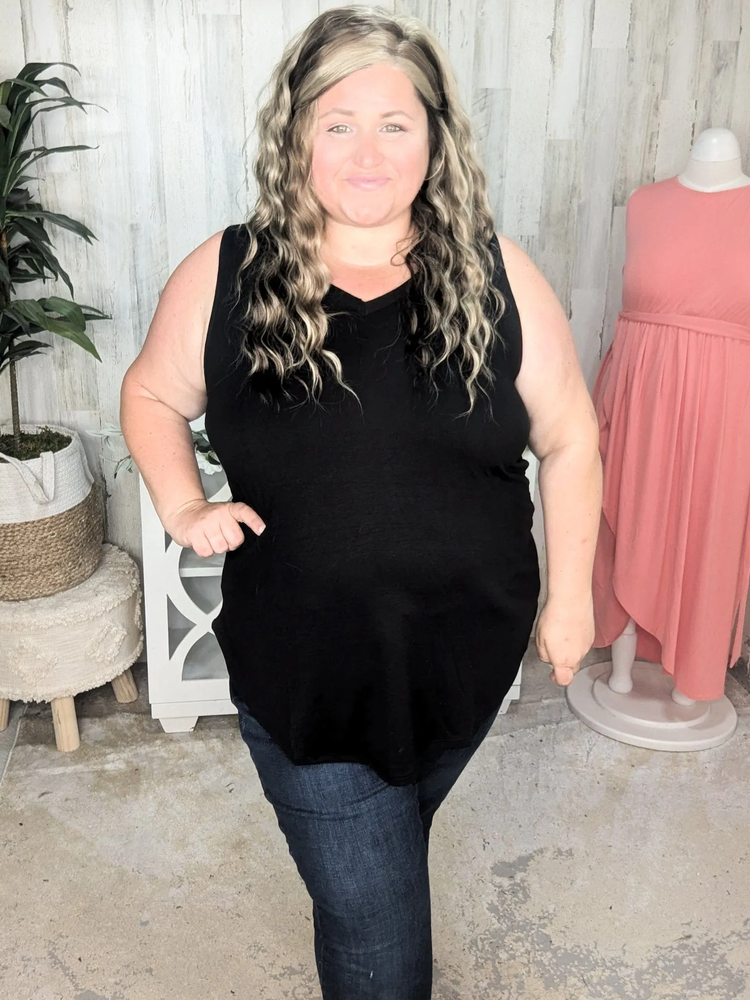 Myra Luxe Vneck Scoop Hem Tank (lots of colors!)
