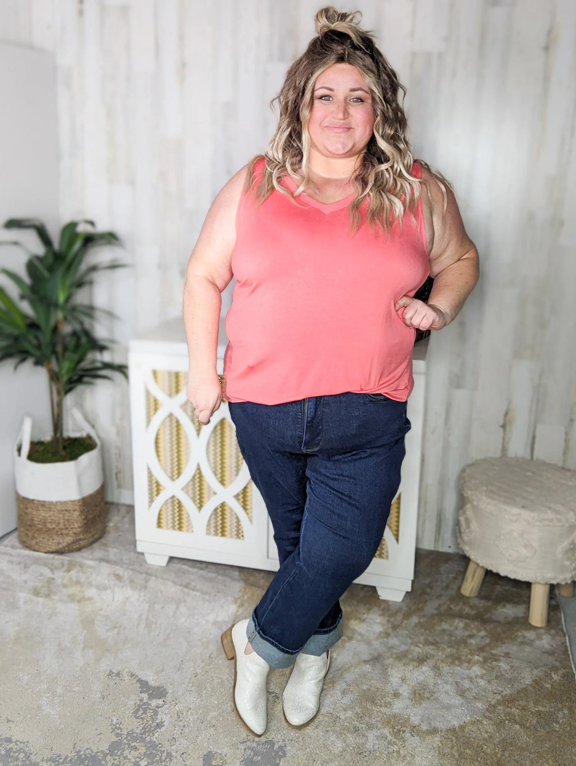 Myra Luxe Vneck Scoop Hem Tank (lots of colors!)