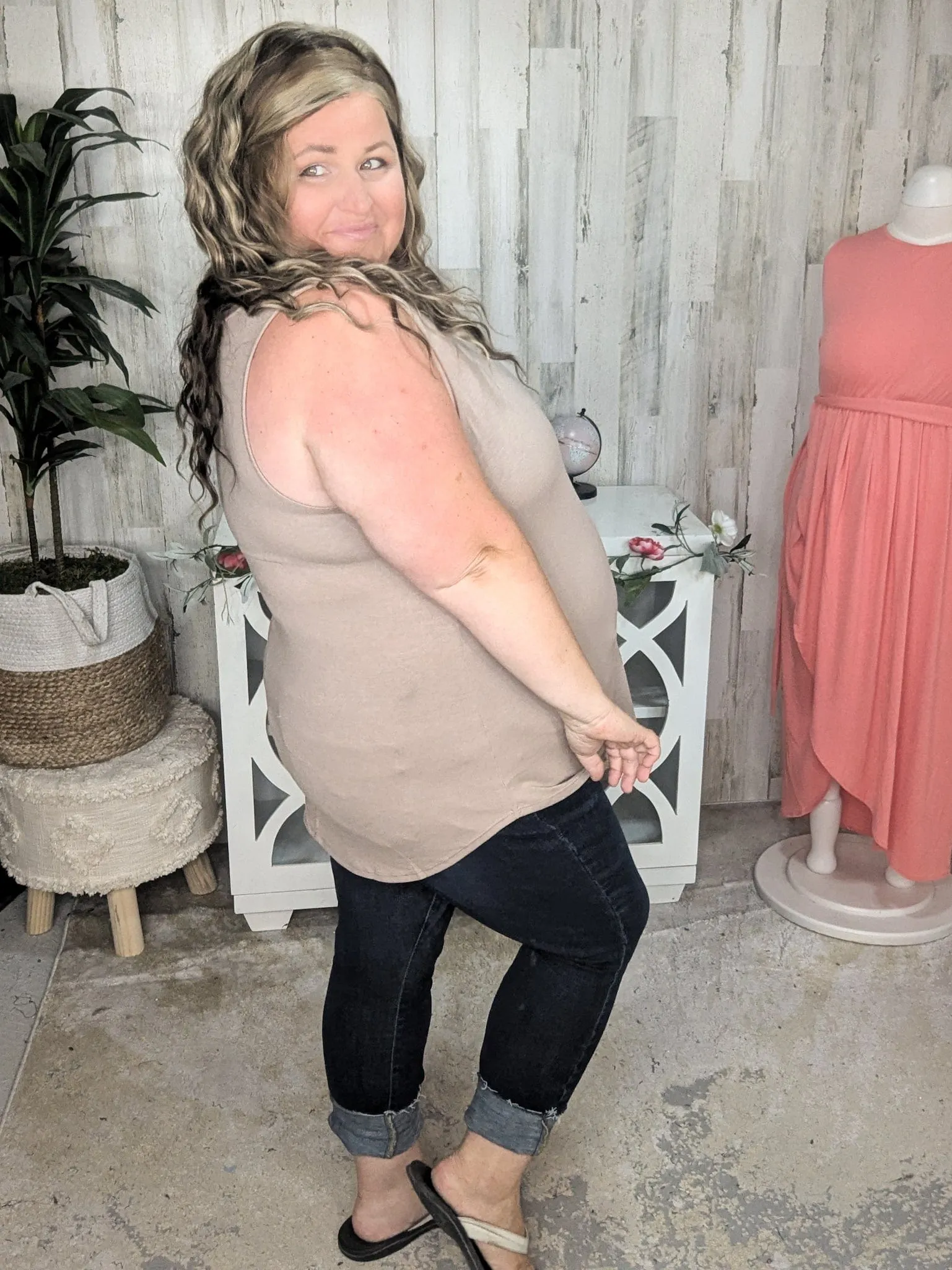 Myra Luxe Vneck Scoop Hem Tank (lots of colors!)