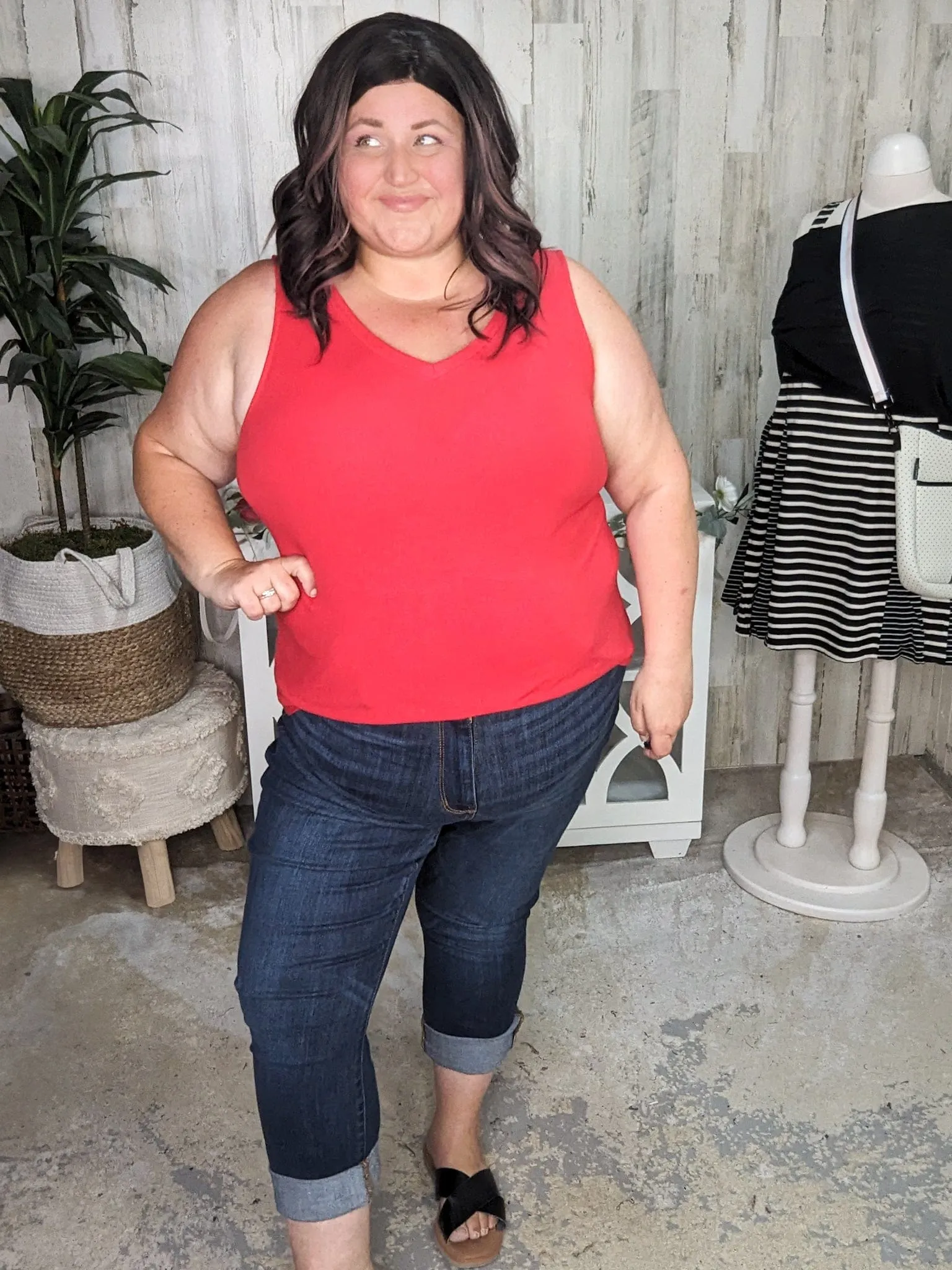Myra Luxe Vneck Scoop Hem Tank (lots of colors!)