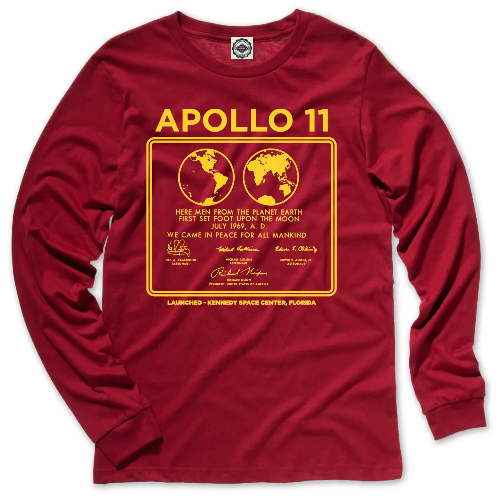 NASA Apollo 11 Plaque Men's Long Sleeve Tee