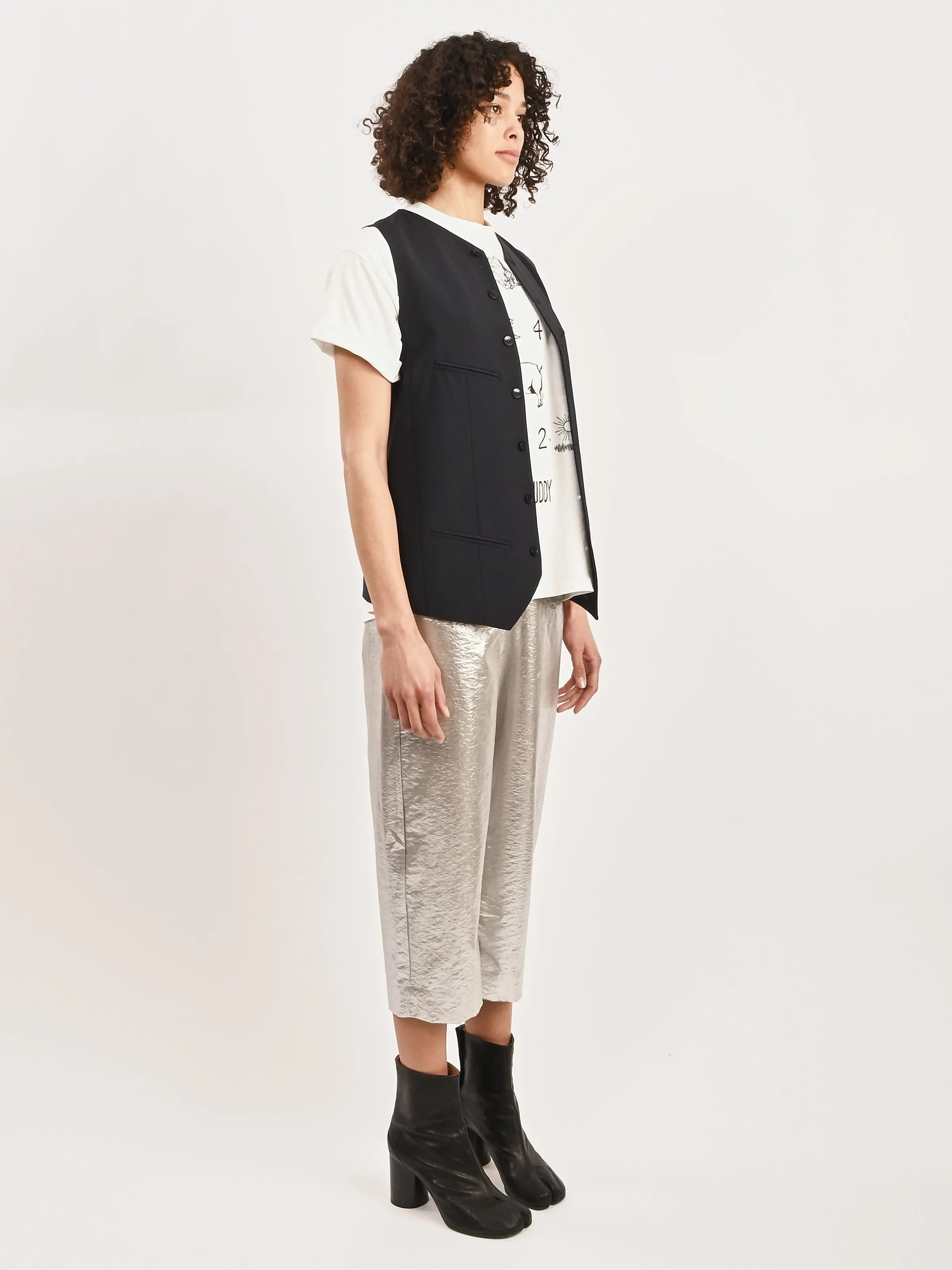 Navy Tropical Wool Easy Vest