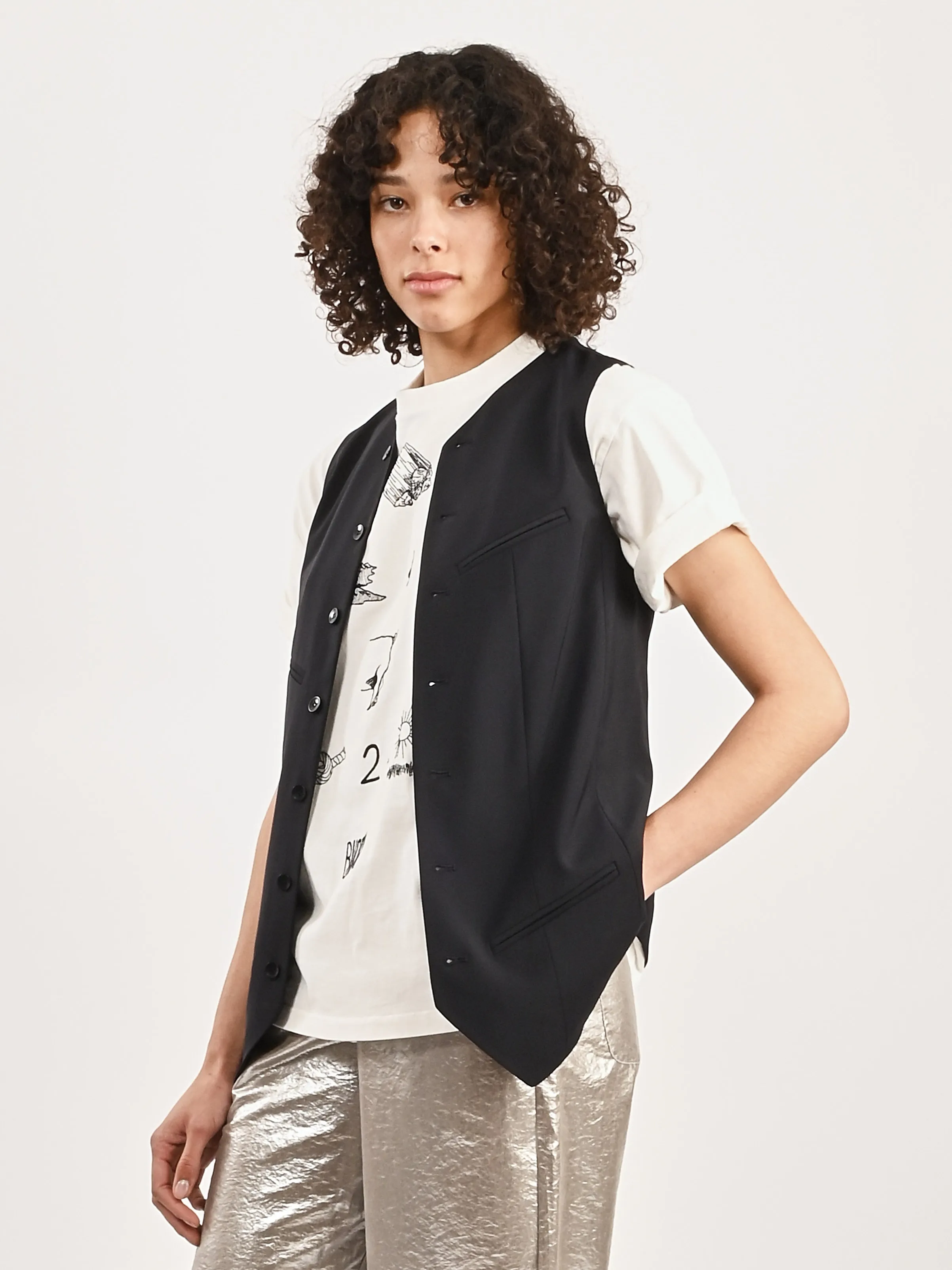 Navy Tropical Wool Easy Vest
