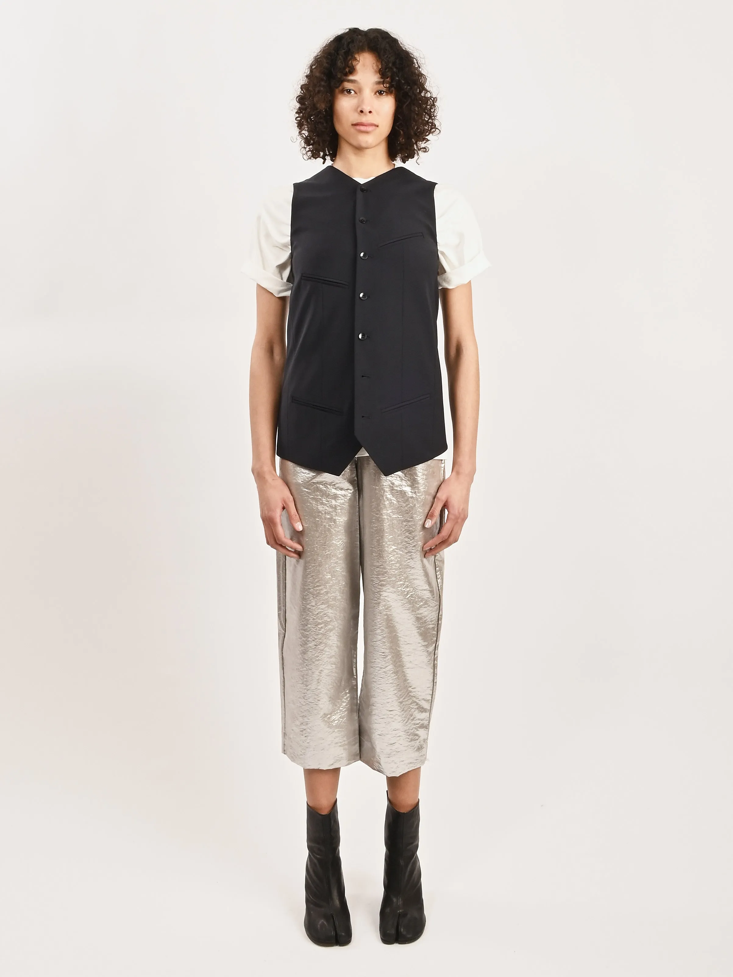 Navy Tropical Wool Easy Vest