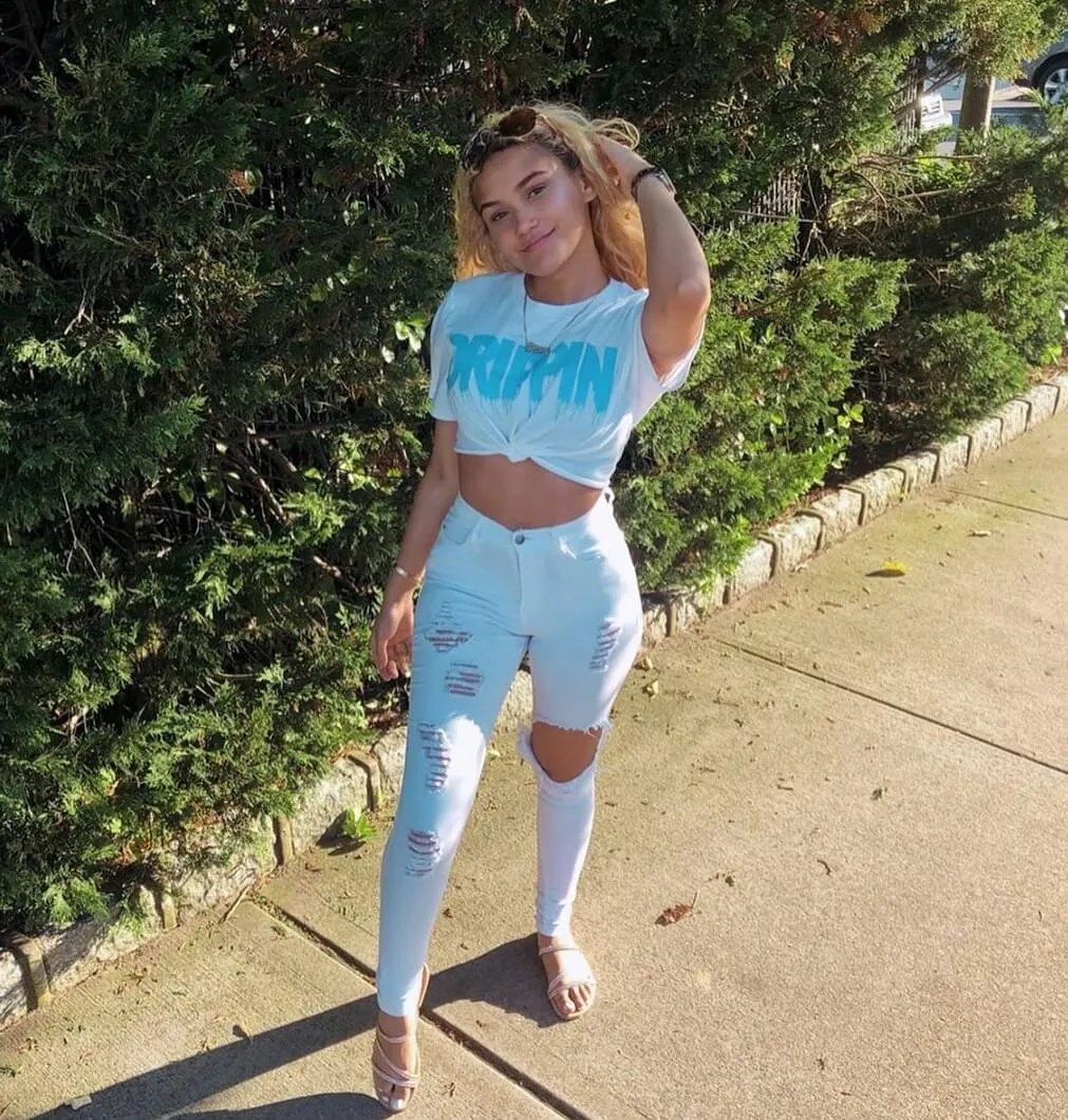Neon Blue Glitter Drippin | White Tee