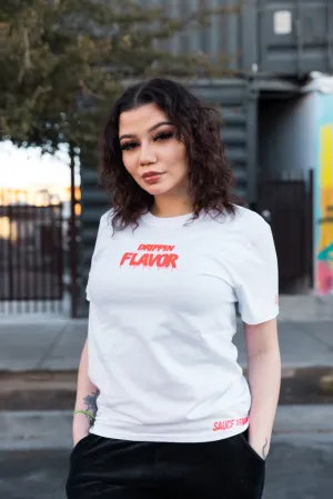 Neon Coral Drippin Flavor | White Tee