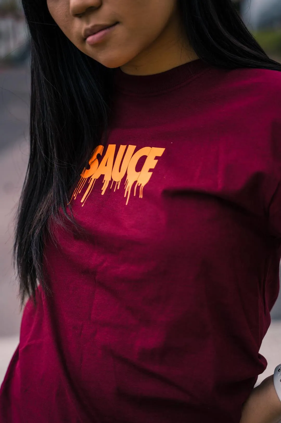 Neon Orange Sauce (S) | Maroon Tee