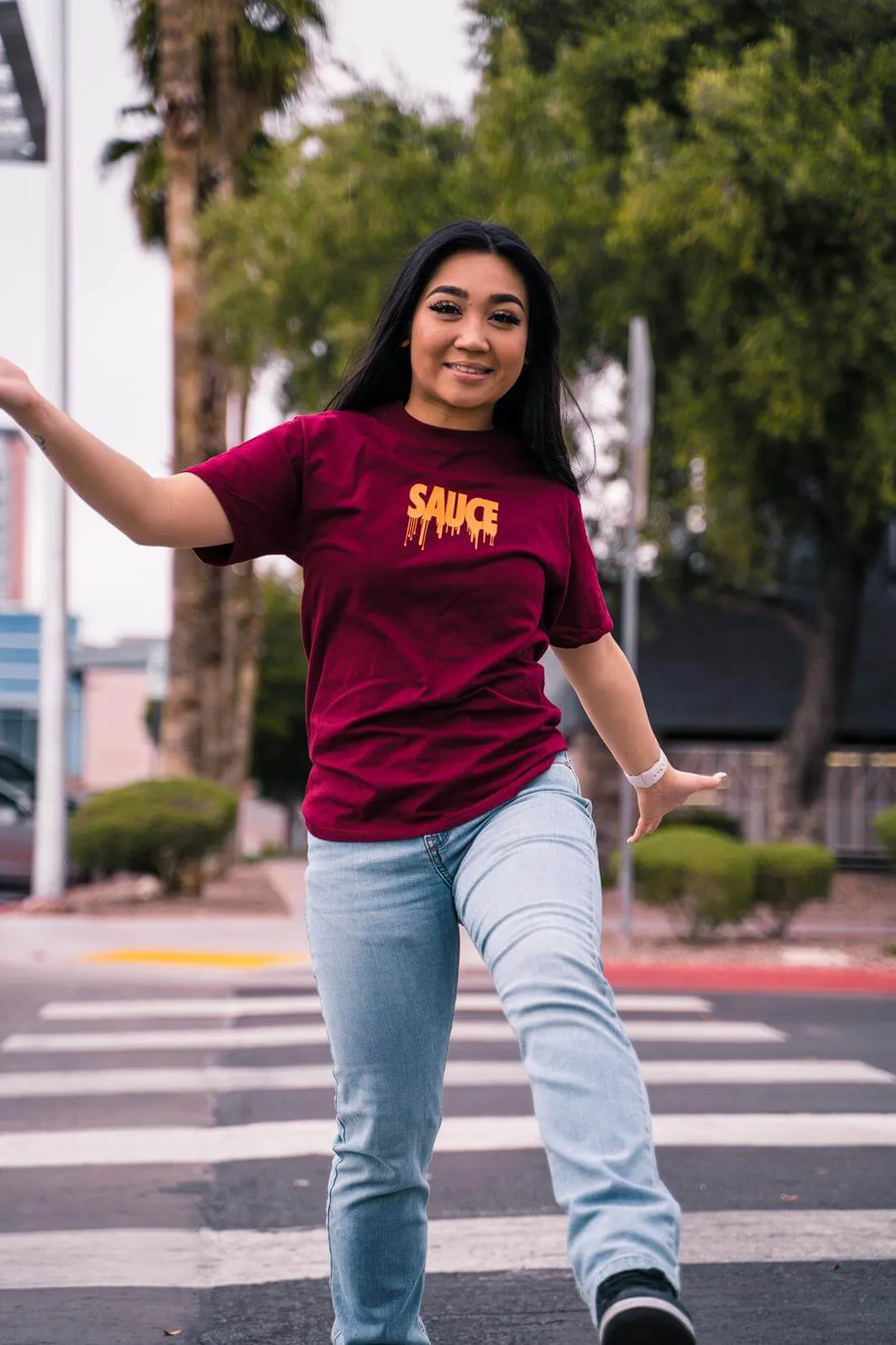 Neon Orange Sauce (S) | Maroon Tee