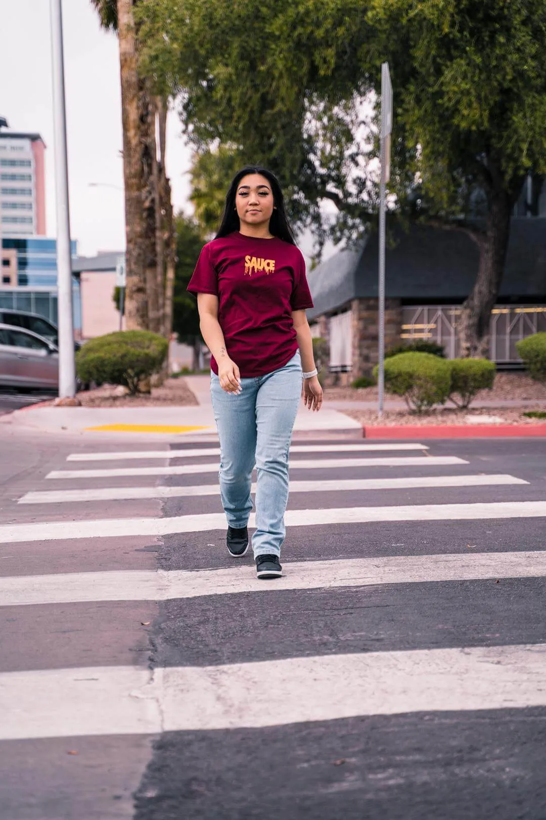Neon Orange Sauce (S) | Maroon Tee