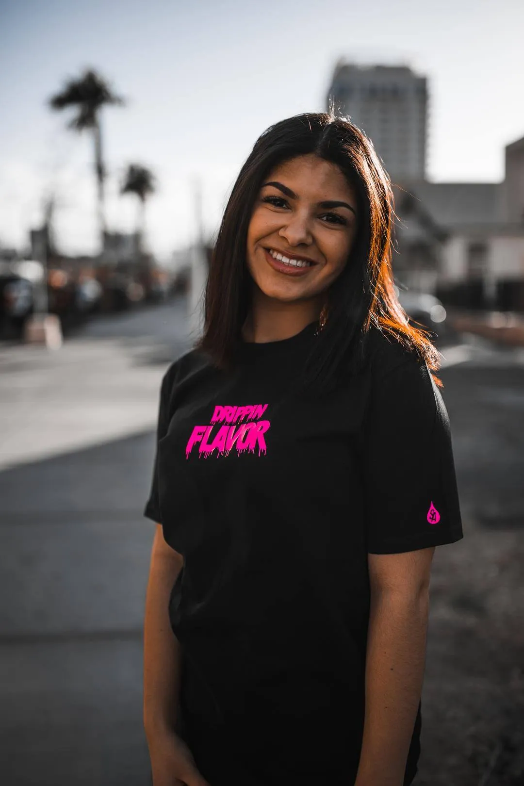 Neon Pink Drippin Flavor | Black Tee