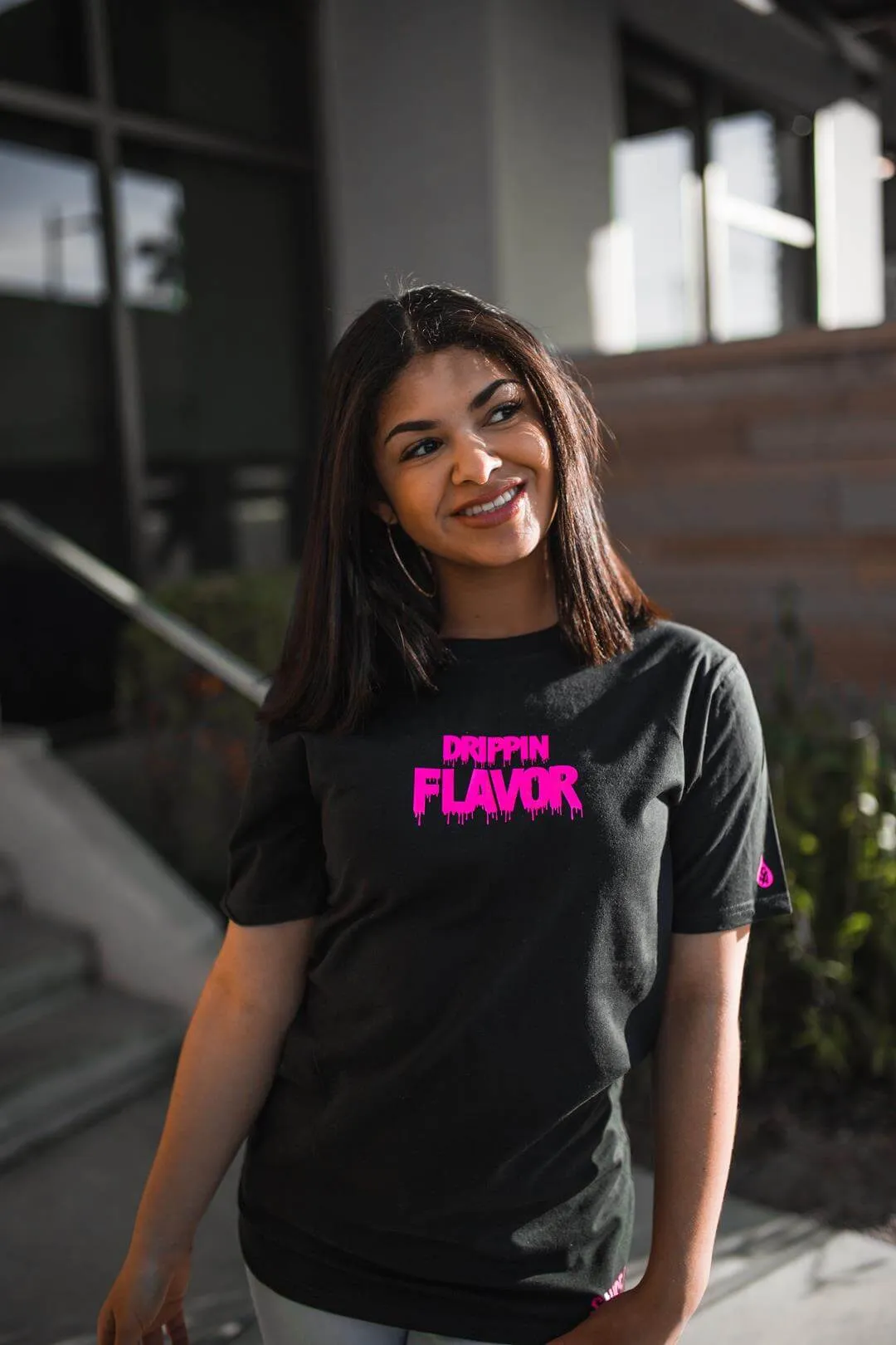 Neon Pink Drippin Flavor | Black Tee