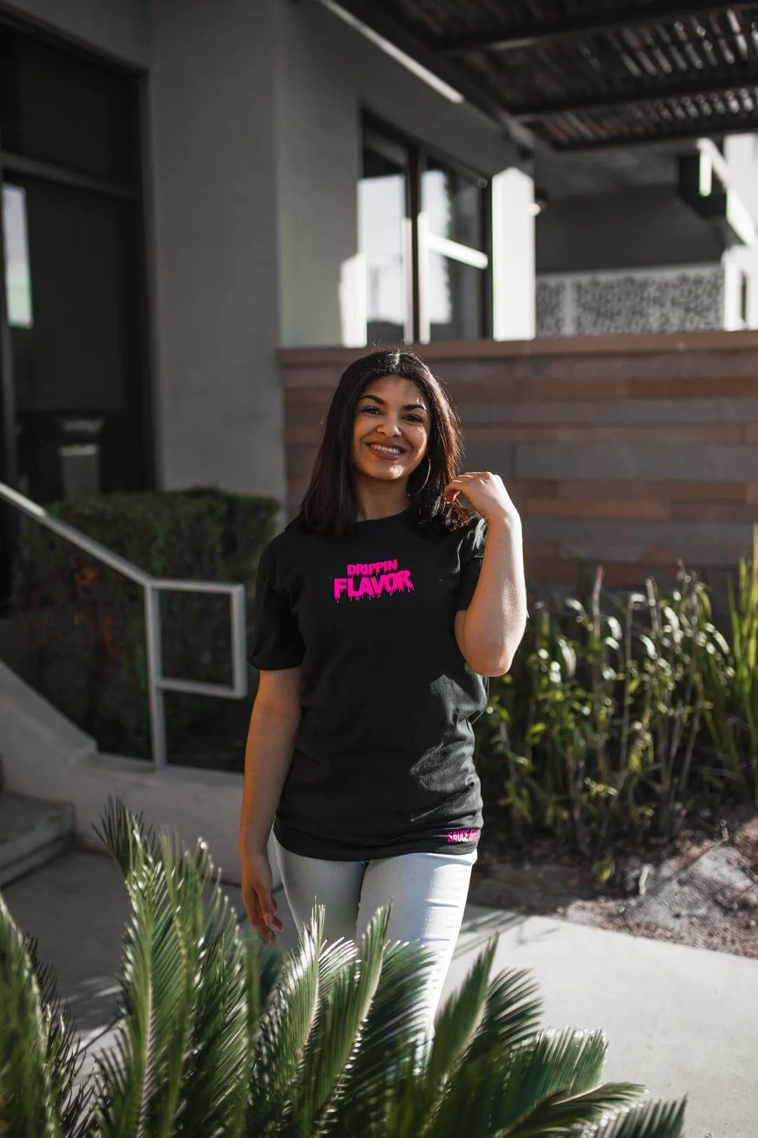 Neon Pink Drippin Flavor | Black Tee