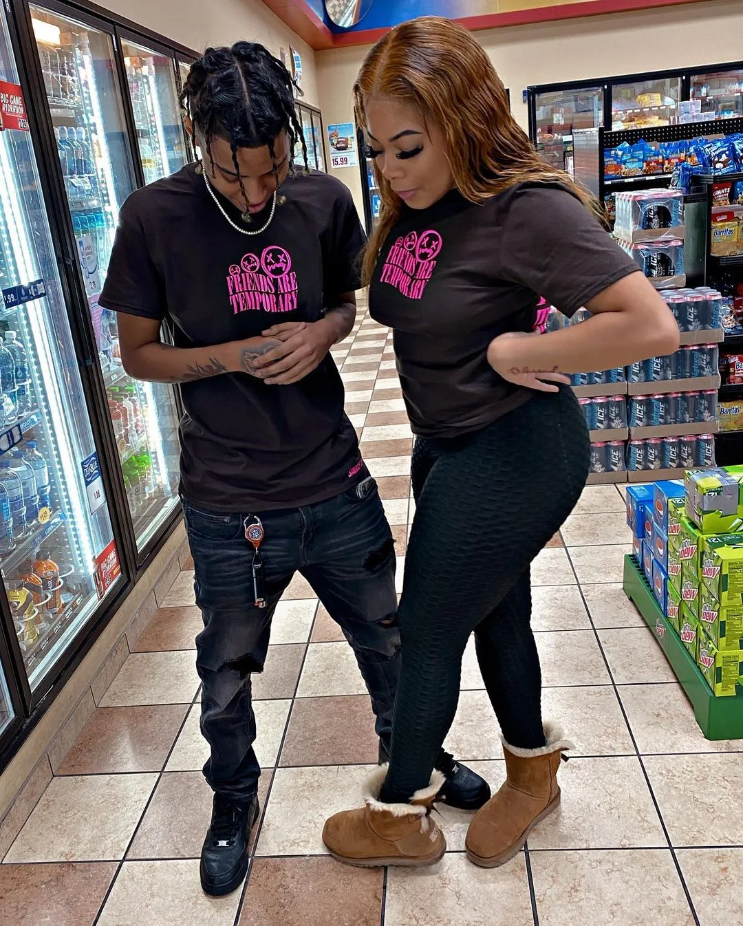 Neon Pink Friends Are Temporary (F&B) | Dark Chocolate Tee