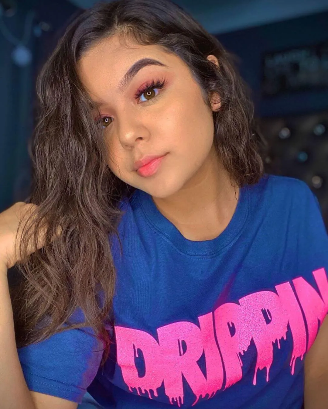 Neon Pink Glitter Drippin | Navy Tee