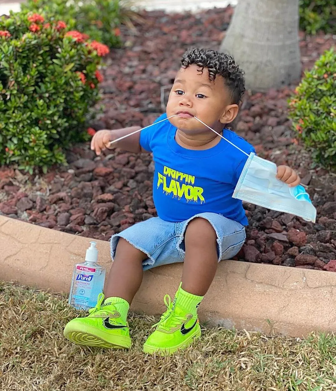 Neon Yellow Drippin Flavor | Blue Tee