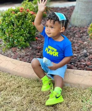 Neon Yellow Drippin Flavor | Blue Tee
