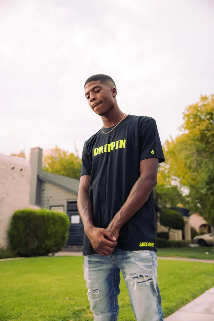 Neon Yellow Drippin (V2) | Black Tee