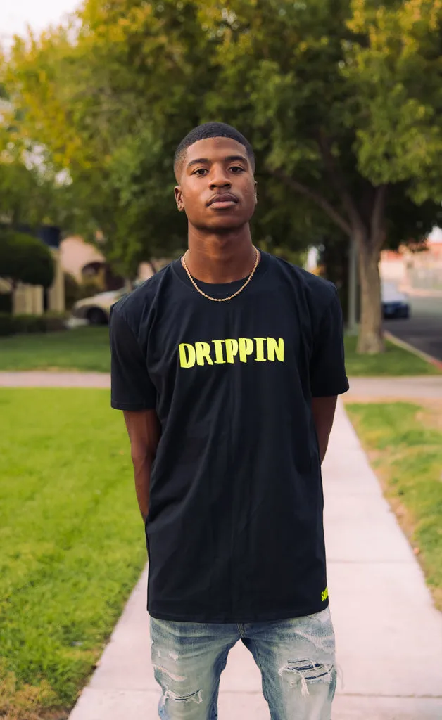 Neon Yellow Drippin (V2) | Black Tee