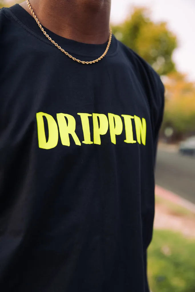 Neon Yellow Drippin (V2) | Black Tee