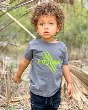 Neon Yellow Sauce Is Forever | Dark Gray Tee (Tiger Claw)