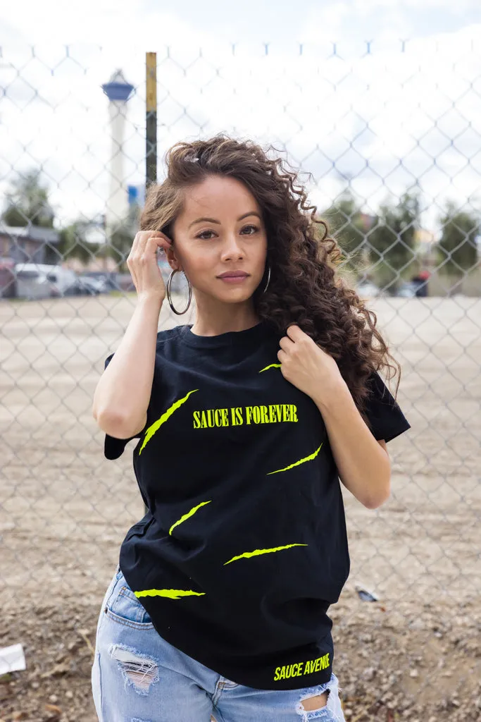 Neon Yellow Sauce Is Forever (S) | Black Tee (Claws)