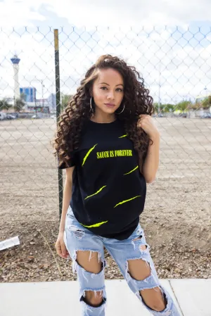 Neon Yellow Sauce Is Forever (S) | Black Tee (Claws)